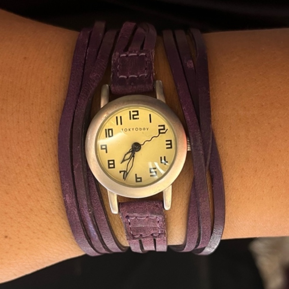 TOKYObay Vintage 90s 00s Watch with Purple Suede Leather Band